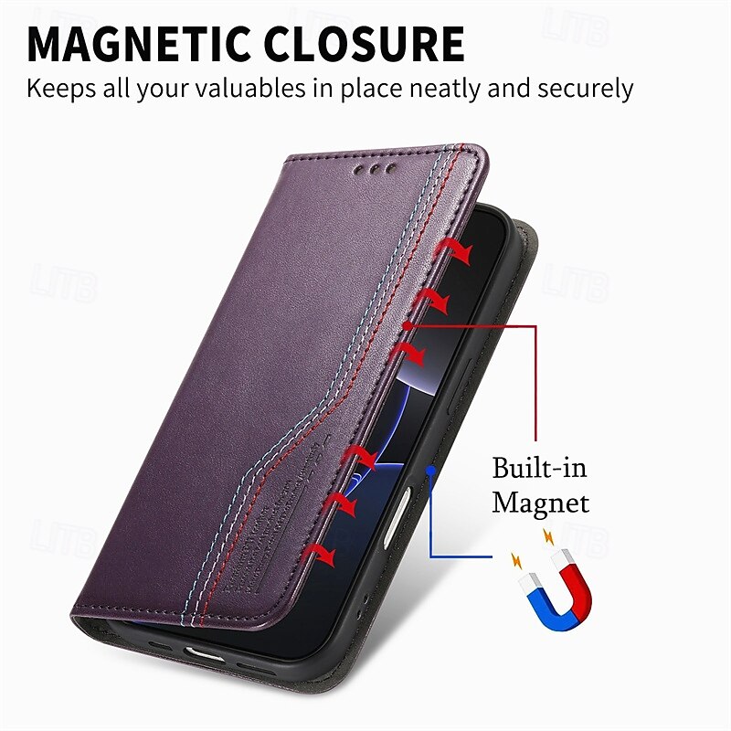 Phone Case For iPhone 16 15 14 Pro Max Plus 16e 13 Pro Max Wallet Case Flip Cover Card Slot Shockproof Retro TPU PU Leather2
