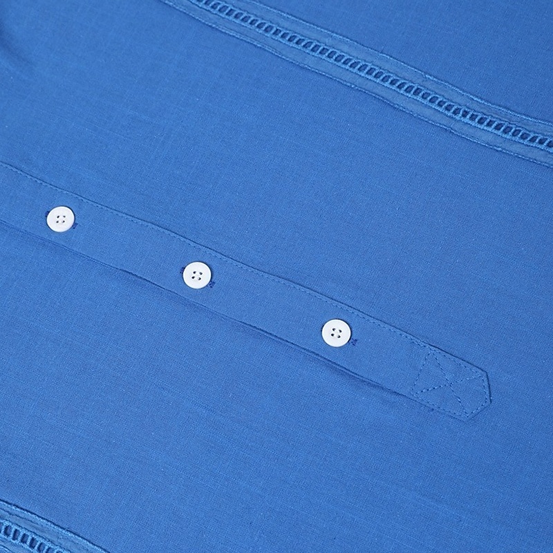 Men's Shirt Linen Shirt Guayabera Shirt Summer Shirt Beach Wear Solid Color Vacation Casual White+khaki White+Navy Blue Green+Khaki Blue+Khaki Short Sleeve Band Collar Summer Spring Clothing Apparel3