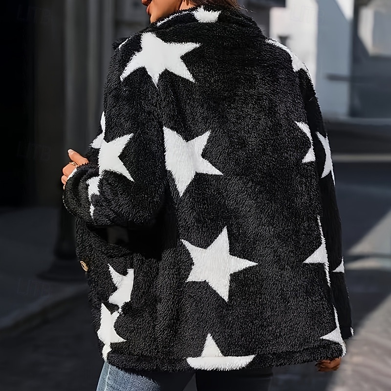 Women's Double Fuzzy Winter Coat Thick Warm Zip Up Long Sleeve Sports Color Block Top For Outdoor Travel Vacation Activewear2