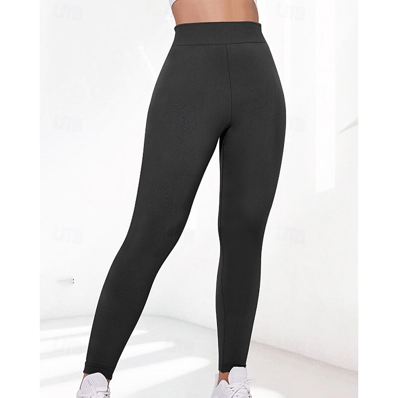 Women's Slacks Leggings Cozy Leggings Streetwear Casual Full Length Natural Plain Elastic Waist Comfortable Street Holiday Weekend claret Black White Pink Fall Regular Fit3