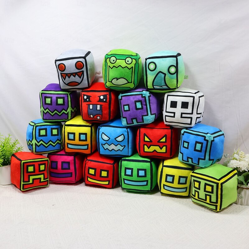 4.7 Geometry Cube Plush Toys Stuffed Plushie Doll Small Pillow Pendant Game Cute Kids Fans Collection Birthday Gift2