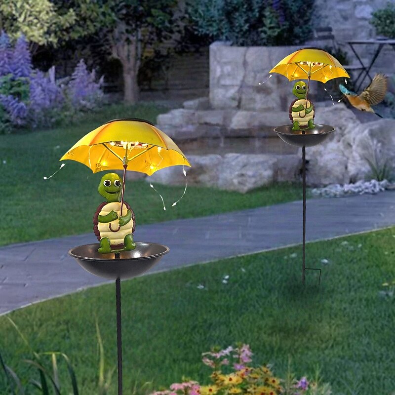 1 Pc outdoor solar turtle bird feeder ground plug light courtyard garden path decorative light landscape light2