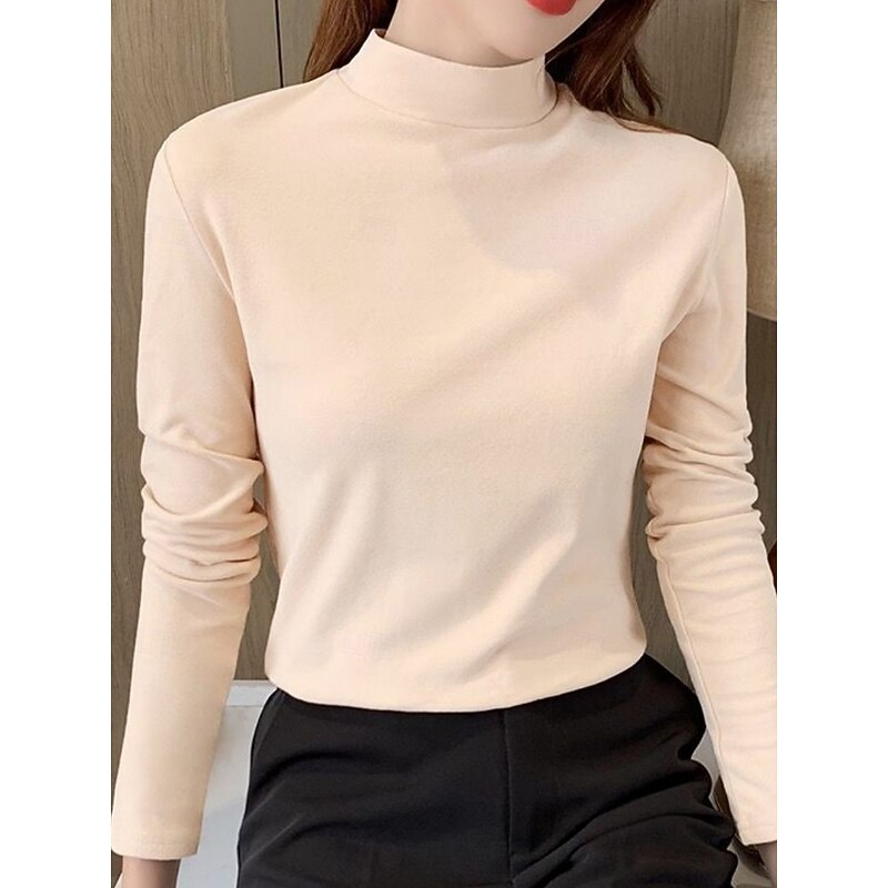 Women's Blouse Floral Stylish Basic Casual Long Sleeve High Neck Regular Tops Daily Black White Yellow Pink Brown Fall Winter3