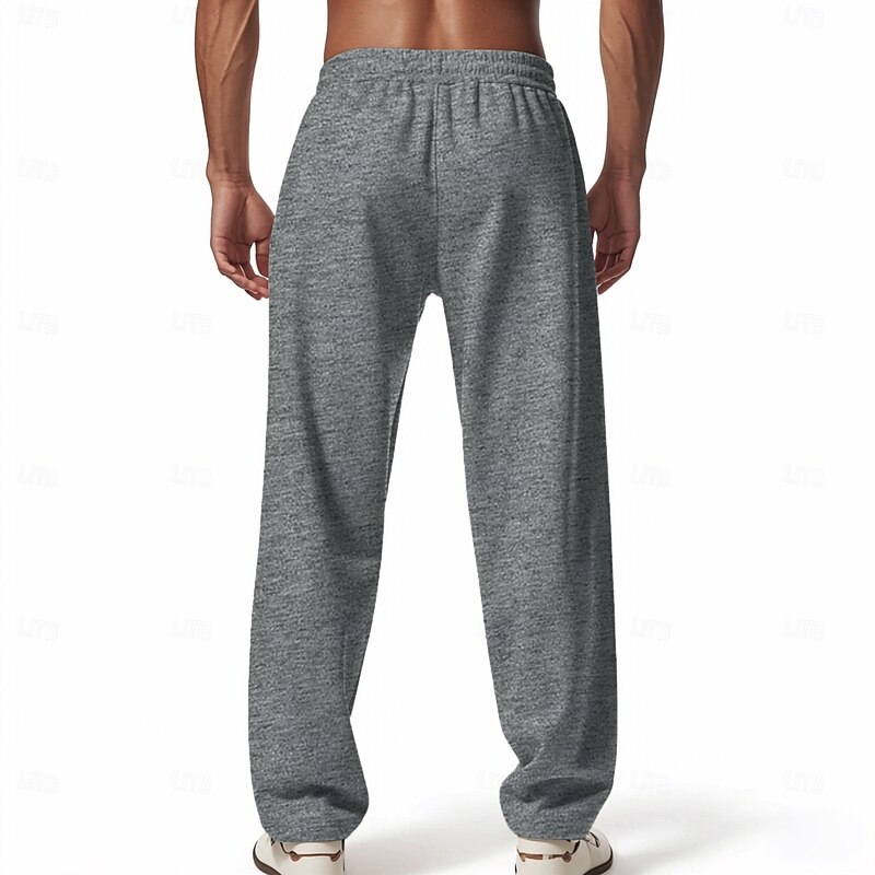 Men's Sweatpants Trousers Baggy Pants Open Bottom Sweatpants Drawstring Elastic Waist Plain Moisture Wicking Breathable Full Length Sports Outdoor Casual Daily Fashion Streetwear Black Red2