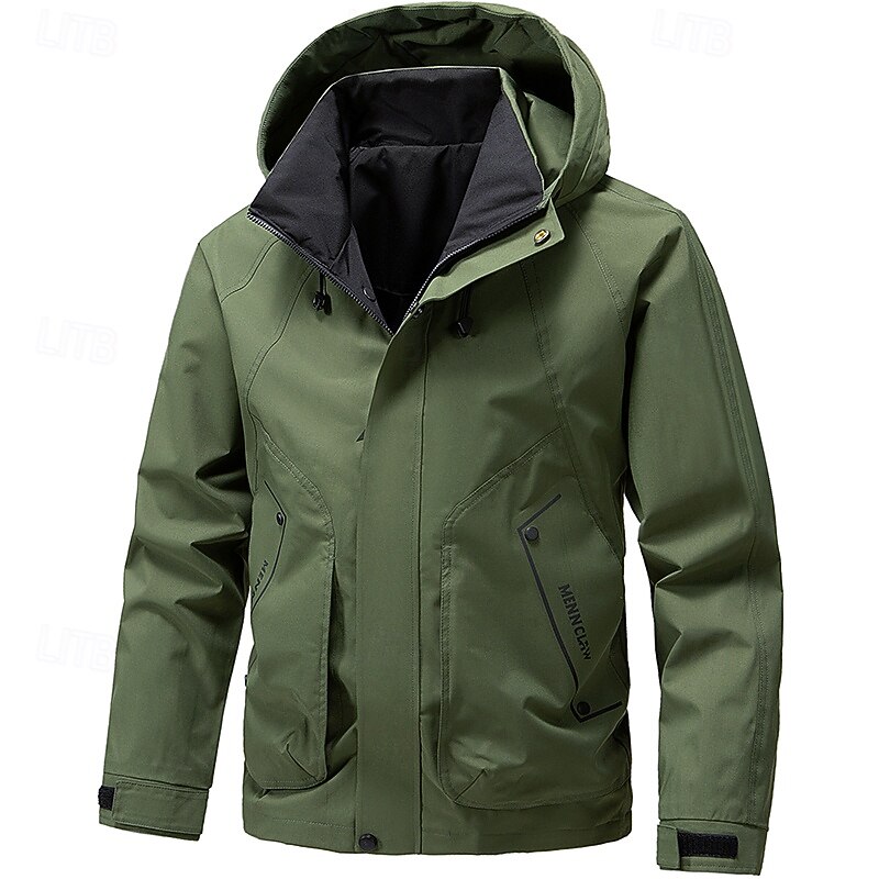 Men's Jacket Casual Jacket Outdoor Vacation Warm Zipper Pocket Fall Winter Plain Fashion Streetwear Standing Collar Regular Black Ginger Khaki Army Green Jacket4