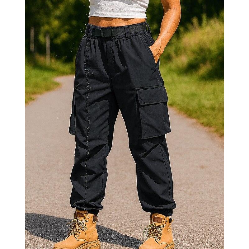 Women's Cargo Pants Hiking Pants Trousers Outdoor Regular Fit Waterproof Windproof Bottoms Pocket Black White Camping / Hiking Running S M L XL XXL4