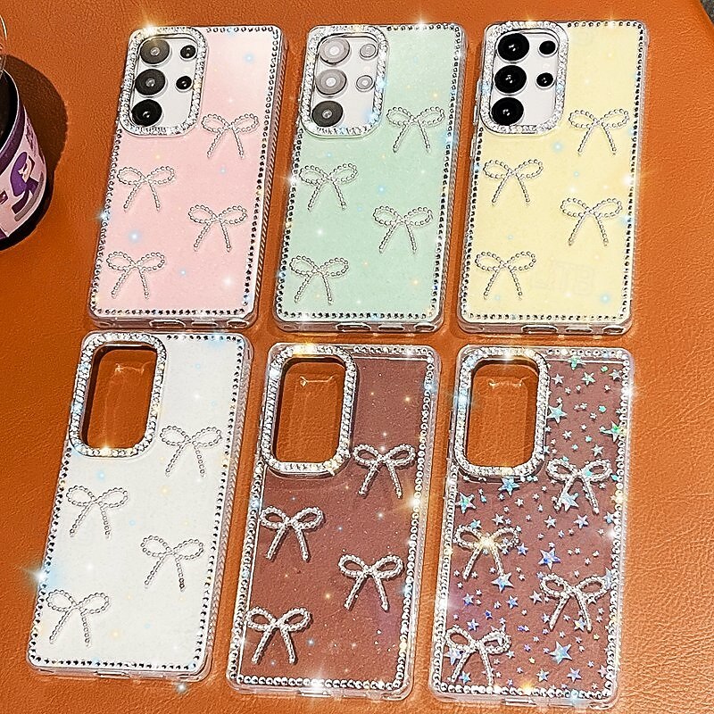 Phone Case For Samsung Galaxy S25 S24 Ultra Plus S24 FE S23 A16 A55 5G A35 5G A15 Back Cover Shockproof Bow tie Silicone