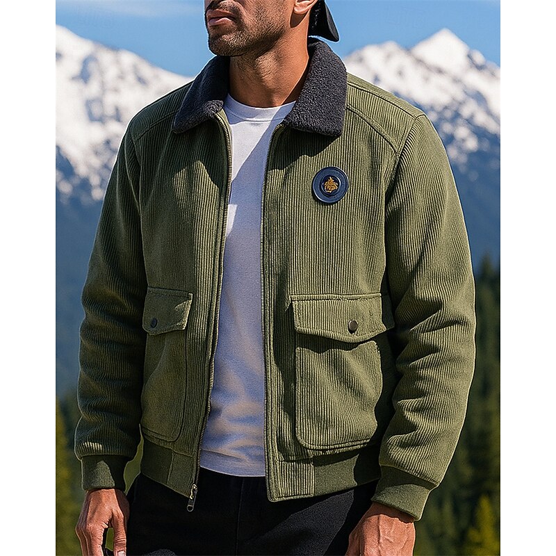 Men's Bomber Jacket Fleece Jacket Winter Outdoor Thermal Warm Fleece Jackets Full Zip Hunting Fishing Climbing Black Army Green Khaki Grey4