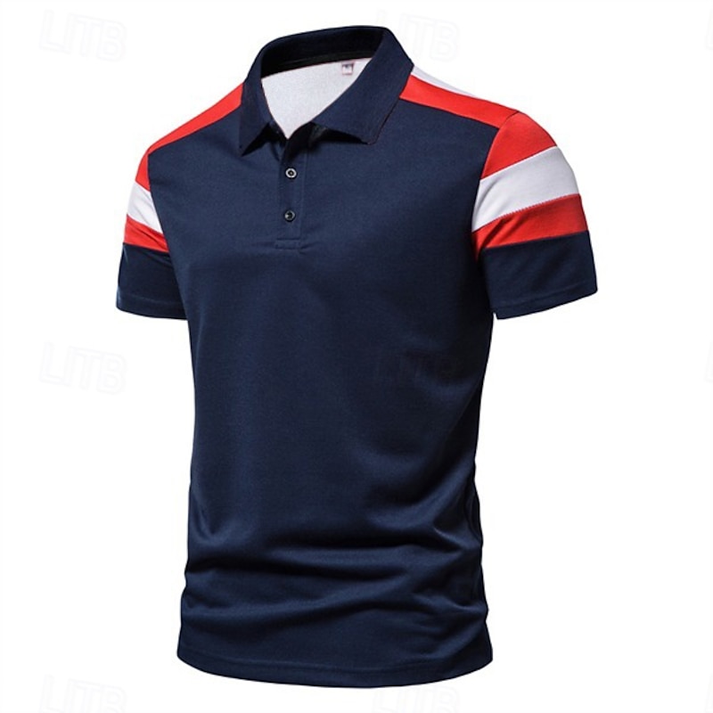 Men's 3D Print Polo Shirt Golf Shirt Casual Polo Collar Classic Short Sleeve Casual Solid Color Button Front Spring & Summer Regular Fit White Red Navy Blue Polo Shirt3