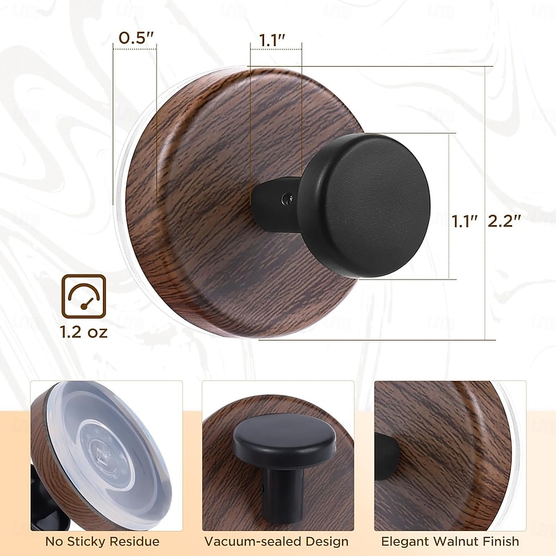 4-Pack Walnut Wreath Hanger for Front Door,Christmas/Halloween Heavy Duty Suction Cup Reef Hook for Glass Window/Over Door/Outdoor2