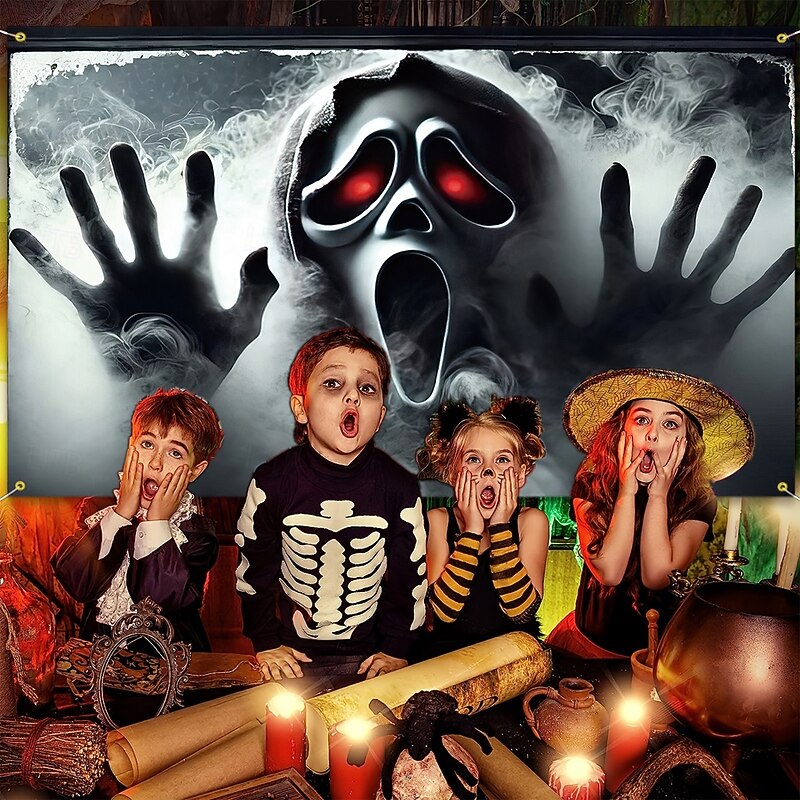 Halloween Tapestry Banners Wall Hangings Grim Reaper 3D Dark Punk Gothic Style Party Dorm Shooting Backgrounds Home Decor4