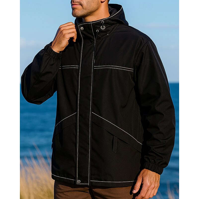 Men's Windbreaker Softshell Jacket Hiking Jacket Outdoor Waterproof Windproof Hiking Outfits Hiking Clothes Spring Autumn / Fall Top Camping / Hiking / Caving Running Solid Color Black Army Green4