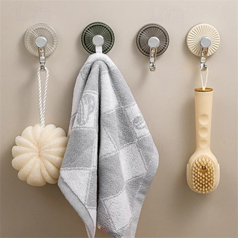 4PCS Powerful Suction Cup Hooks, No Drilling Luxury Bathroom Hooks, Heavy Duty Vacuum Adhesive Hooks for Towel, Robe, Kitchen, and Door Hanging