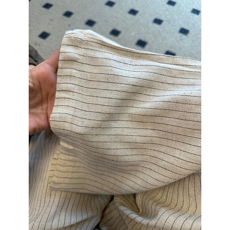 Women's Linen BLend Pants Trousers Vacation Vintage Ethnic Style Full Length Mid Waist Striped Elastic Waistband Comfy Breathability Soft Inelastic Vacation Home  Beige Summer Spring Fall Loose Fit2