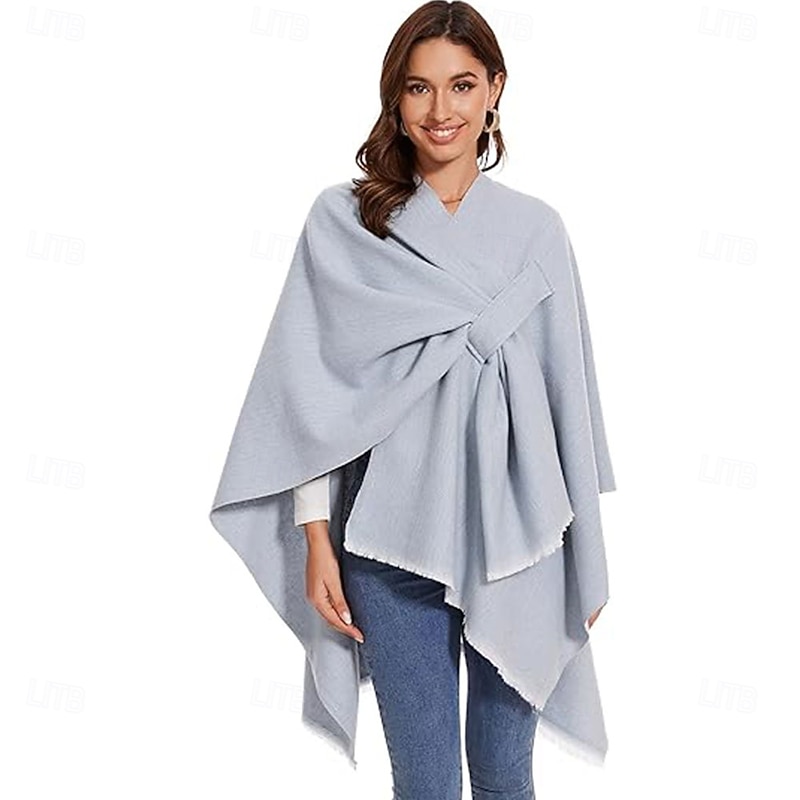 Shawl Wraps for Women Elegant Knitted Cape Open Front Poncho Scarf Blanket Cardigan Coat for Autumn and Winter