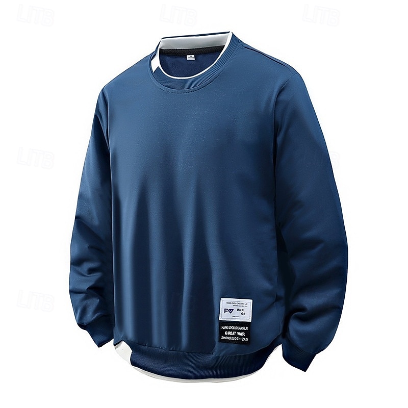 Men's Sweatshirt Pullover Hoodie Sweatshirt Pullover Black White Pink Blue Gray Crew Neck Plain Patchwork Sports & Outdoor Casual Daily Streetwear Cool Sportswear Spring &  Fall Clothing Apparel2