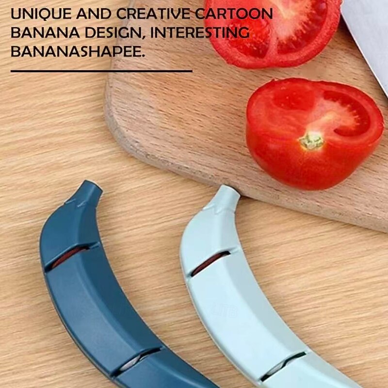 3 pcs Banana Knife Sharpener, Kitchen Knife and Scissor Sharpener Tool, Dual-Stage Banana Shape Knife Grinder for Home Cooking4