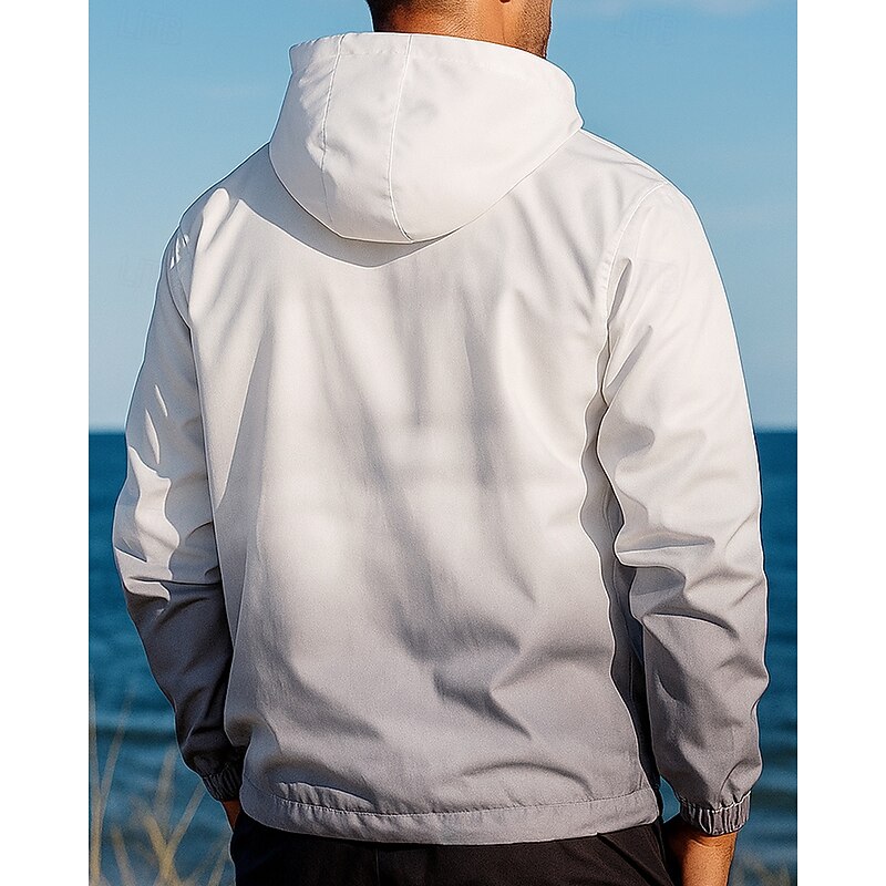 Men's Windbreaker Softshell Jacket Hiking Jacket Outdoor Waterproof Windproof Hiking Outfits Hiking Clothes Spring Autumn / Fall Top Camping / Hiking / Caving Running Gradient Purple Grey2