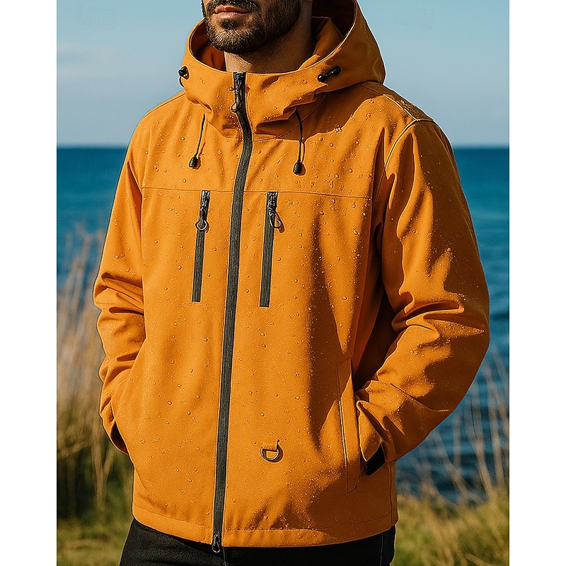 Men's Windbreaker Softshell Jacket Hiking Jacket Outdoor Waterproof Windproof Hiking Outfits Hiking Clothes Spring Autumn / Fall Top Camping / Hiking / Caving Running Solid Color Black White Blue