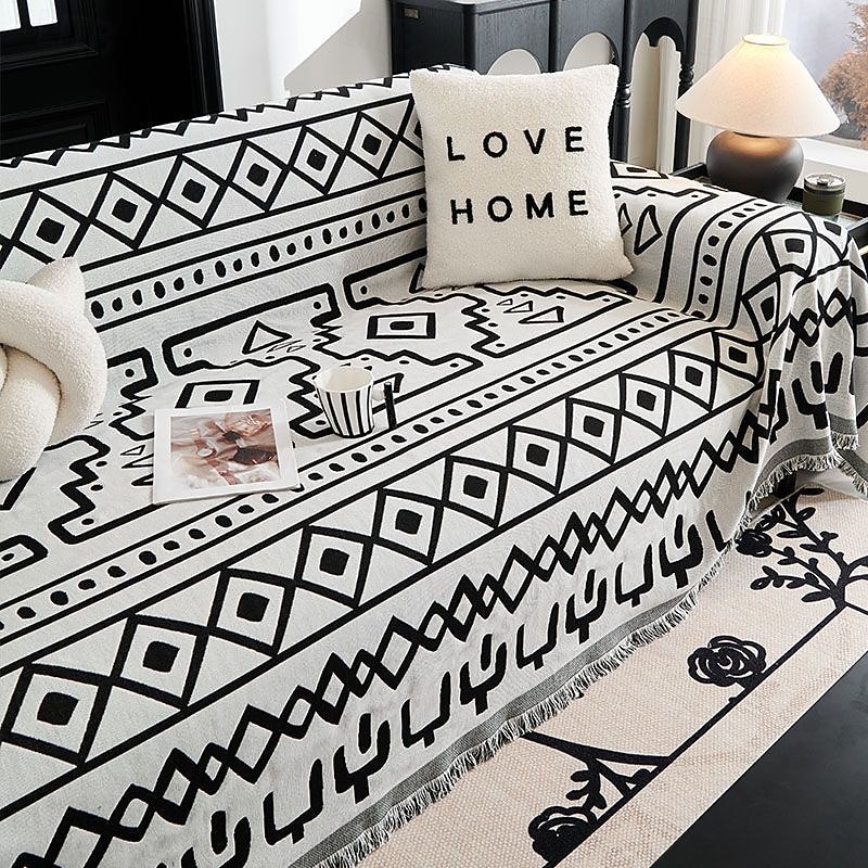 Nordic Geometric Couch Cover for Pets, Pet Friendly Moroccan Abstract Sofa Throw Blanket, Anti-Scratch All-Season Sofa Protector, Decorative Couch Slipcover for Living Room2