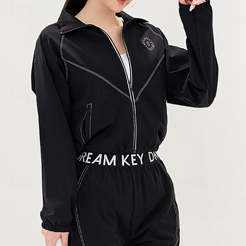 Women's Workout Jacket Quick Dry Long Sleeve Sports Solid Color Top For Gym Zumba Running Loose Fit Activewear