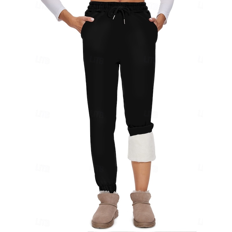 Women's Sweatpants Chinos Fashion Streetwear Casual Full Length High Waist Plain Pocket Elastic Waistband Comfy Soft Comfortable Stretchy Outdoor Vacation Causal Black Gray Summer Spring Regular Fit2