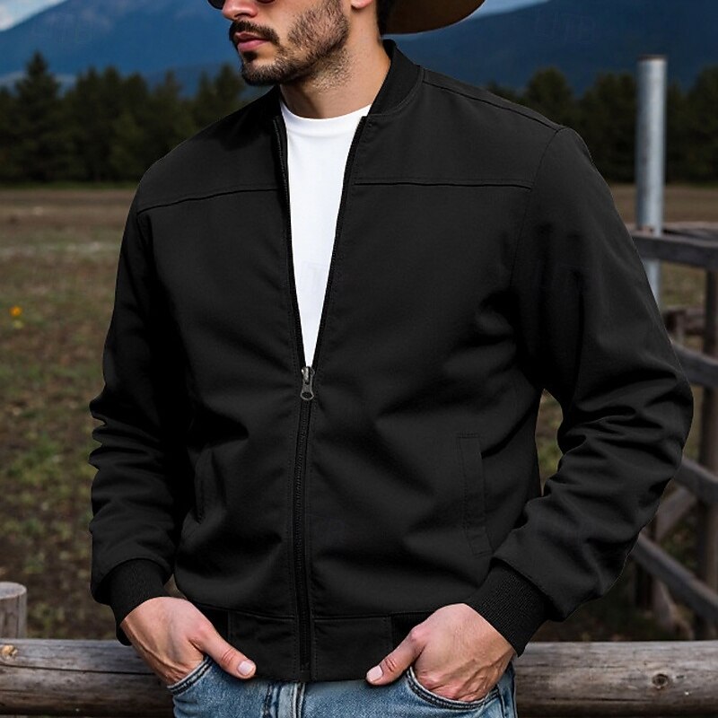 Men's Faux Suede Blazer Casual Jacket Vacation Daily Warm Pocket Fall Winter Plain Fashion Classic Stand Collar Regular Black Navy Blue Brown Army Green Light Blue Jacket4