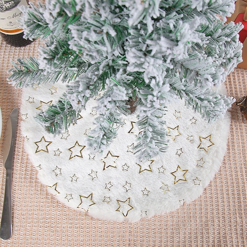 Christmas Tree Skirt Snowflake Mini Design for Tabletop Christmas Tree Base Cute Star Pattern Holiday Decoration Mat Festive Seasonal Home Party Accessory2