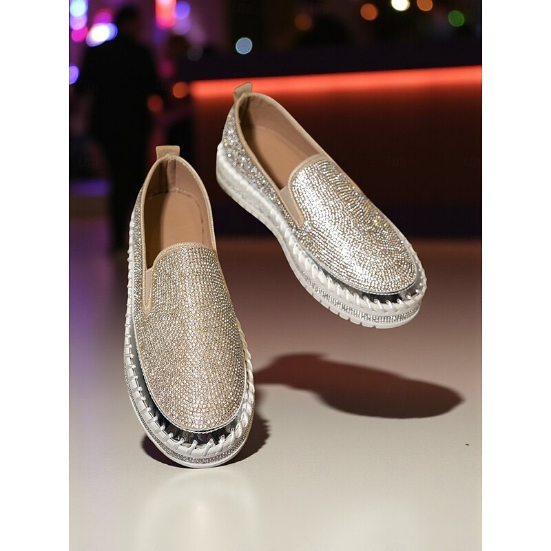 Women's Rhinestone Slip-On Platform Sneakers Sparkly Casual Party Shoes for Nightlife and Club Outfits4