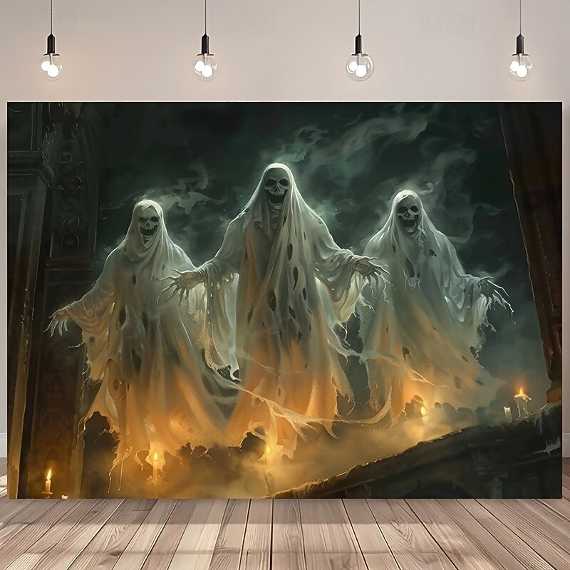 Halloween Ghost Tapestry for Bedroom Living Room – Spooky Haunted Wall Hanging with Floating Spirits, Scary Gothic Horror Home Decor