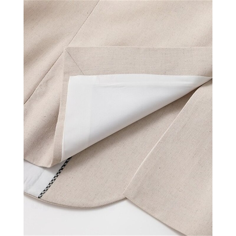 Men's Linen Blazer Set Business Cocktail Party Wedding Party Fashion Casual Spring Fall 30% Linen 60% Polyester Plain Pocket 2 Piece Comfortable Single Breasted Blazer White khaki Light Blue3