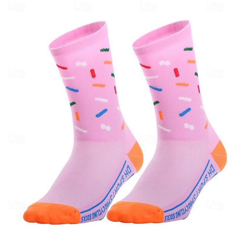 Socks Cycling Socks Bike Socks Sports Socks Athletic Socks Camping / Hiking Hiking Outdoor Exercise Bike / Cycling High Elasticity Comfortable Breathable 1 Pair Geometic Letter & Number Nylon Spandex3
