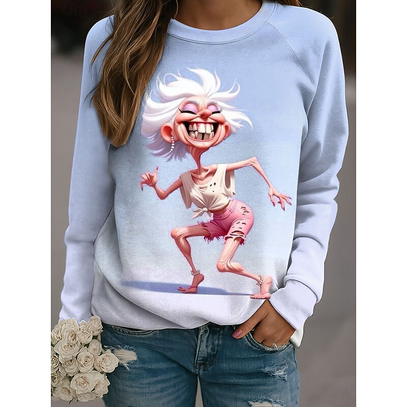 Women's Pullover Graphic Casual Long Sleeve Crew Neck Regular Tops Casual Pink Blue Purple Green Fall Winter4