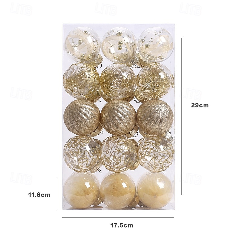 30 pcs Christmas Tree Balls Baubles Ornaments, 6 cm/2.36 inch Xmas Decoration, Painted Clear PET Hanging Set, Christmas Ball Gift Set for Tree Decor4