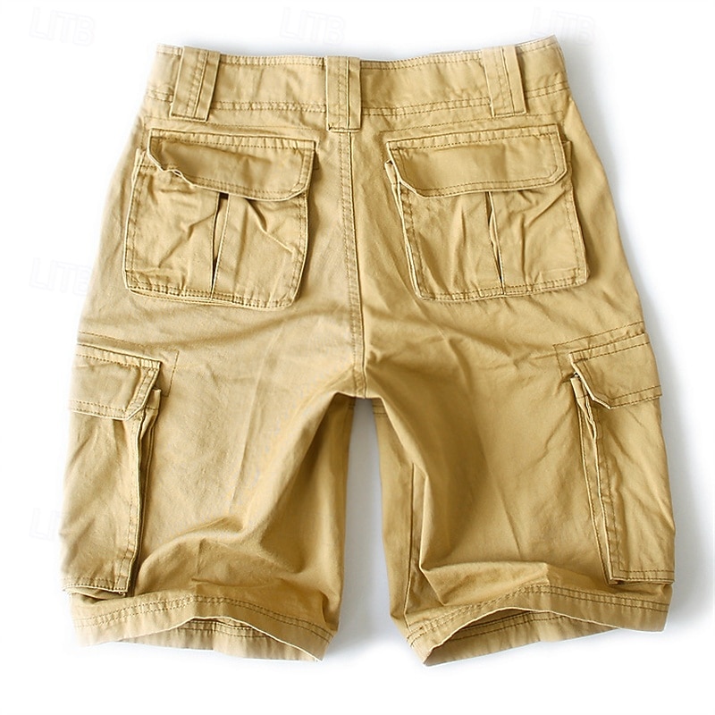 Men's Cargo Shorts Shorts Summer Shorts Multi Pocket Flap Pocket Plain Camouflage Comfort Wearable Knee Length Outdoor Sport Daily Fashion Casual Camouflage Khaki2