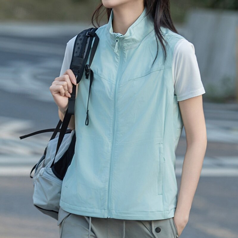 Women's Hiking Vest Waterproof Vest Sleeveless Vest Outdoor Waterproof Winter Zipper Nylon Purple Green Grey Hunting Fishing Climbing3