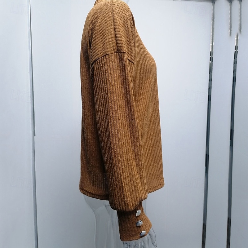 Women's Sweater Fashion Solid Color Ribbed V Neck Knitted Long Sleeve Regular Tops Knit Holiday Going out Weekend Wine Red Fall3