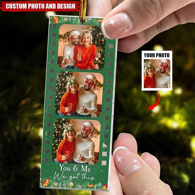 Personalized Photo Christmas Ornaments Custom Movie Filmstrip Photo Booth Acrylic 2D Christmas Gift Idea For Family/Couple Xmas Tree Ornaments Decoration Hanging Pendant2