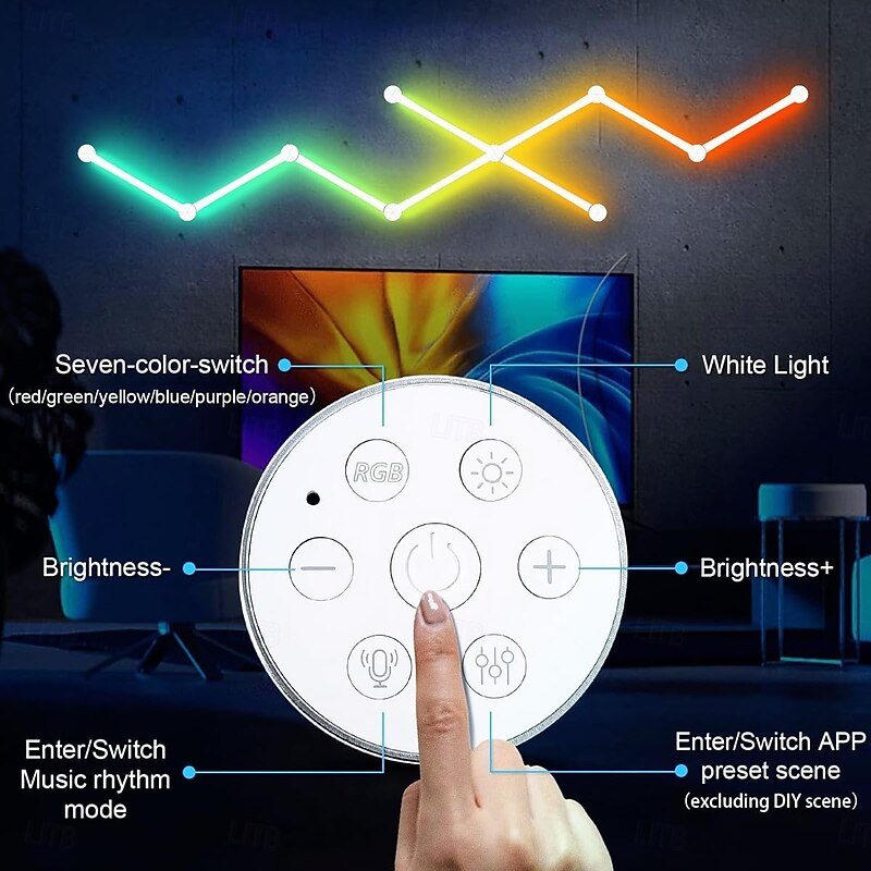 LED Smart Glide Wall Line Light, WiFi RGB LED Wall Light for Gaming Room, 16M Colors, Music Sync, Compatible with Alexa and Google Assistant4