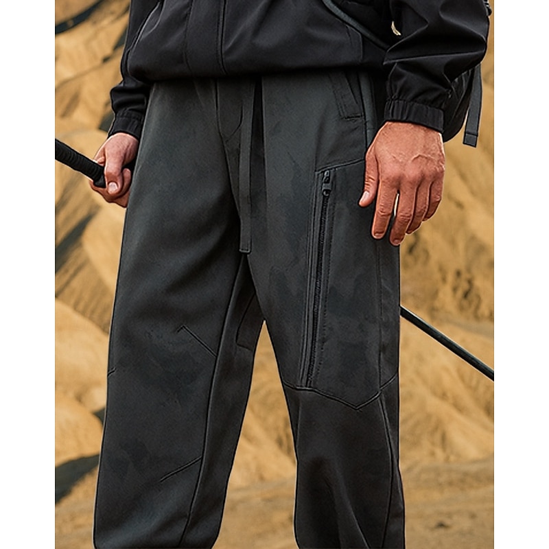 Men's Hiking Pants Trousers Softshell Pants Outdoor Regular Fit Waterproof Windproof Bottoms Pocket Elastic Waist Black White Camping / Hiking Running M L XL XXL3
