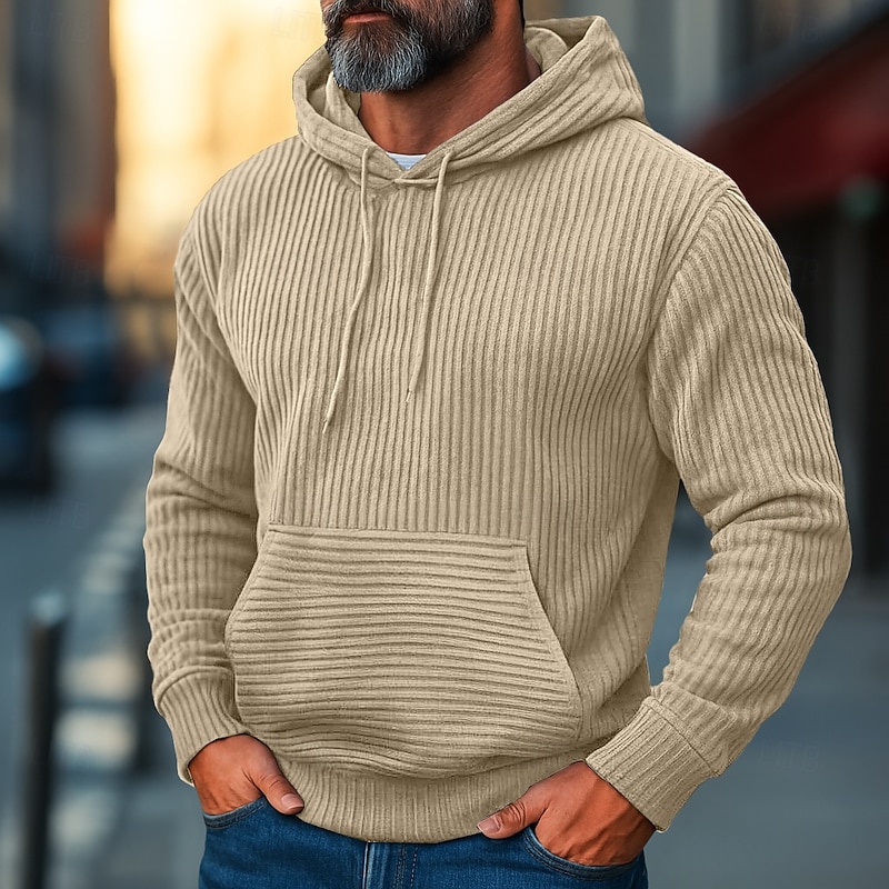 Men's Hoodie Corduroy Pullover Hoodie Sweatshirt Navy Blue Blue Camel Orange Brown Hooded Plain Textured Sports & Outdoor Casual Daily Streetwear Cool Sportswear Fall & Winter Clothing Apparel Hoodies2