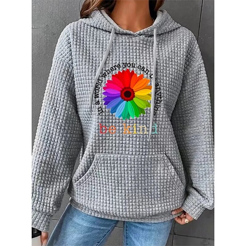 Women's Hoodies Floral Graphic Casual Long Sleeve Hooded Regular Tops Street Dailywear Casual Pocket Print Black White Pink Dark Blue Gray Fall Winter4
