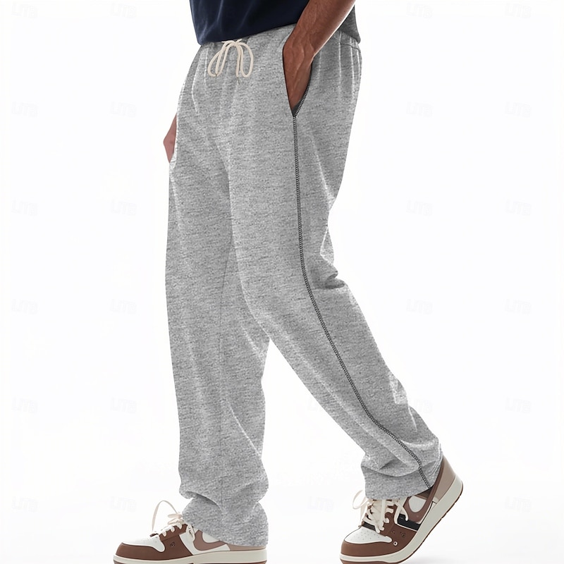 Men's Sweatpants Wide Leg Sweatpants Trousers Open Bottom Sweatpants Drawstring Side Stripe Elastic Waist Plain Moisture Wicking Breathable Full Length Sports Outdoor Casual Daily Fashion Streetwear