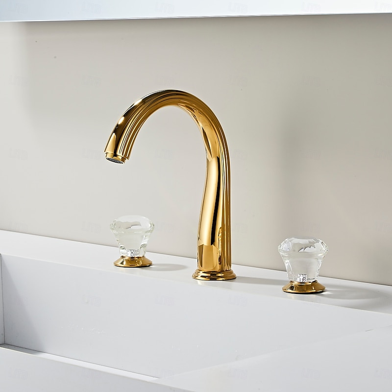 Bathroom Sink Faucet - Classic / Widespread Electroplated Widespread Two Handles Three HolesBath Taps2
