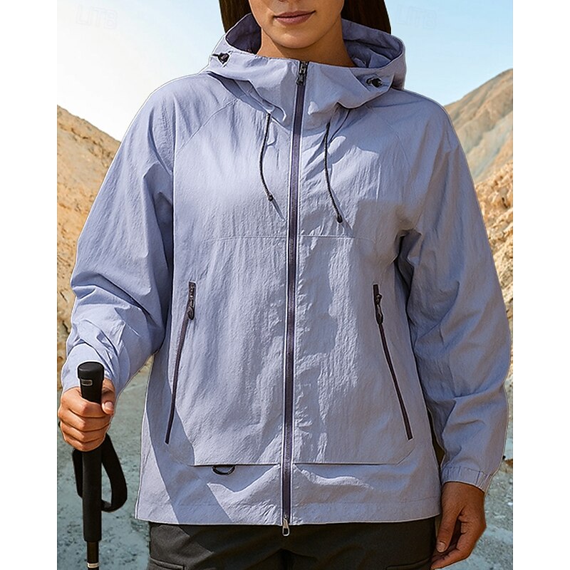 Women's Outdoor Jacket Hiking Jacket UV Protection Jacket Outdoor Quick Dry UV Cooling Breathable Hiking Outfits Hiking Clothes Summer Spring Jacket Hunting Fishing Climbing Solid Color Black Cream