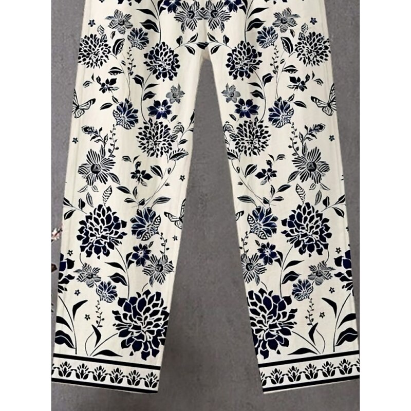 Women's Chinos Pants Trousers Streetwear Casual Full Length High Waist Striped Elastic Waist Print Breathability Comfortable Stretchy Vacation Street Daily Wear Beige Summer Spring Fall Regular Fit2