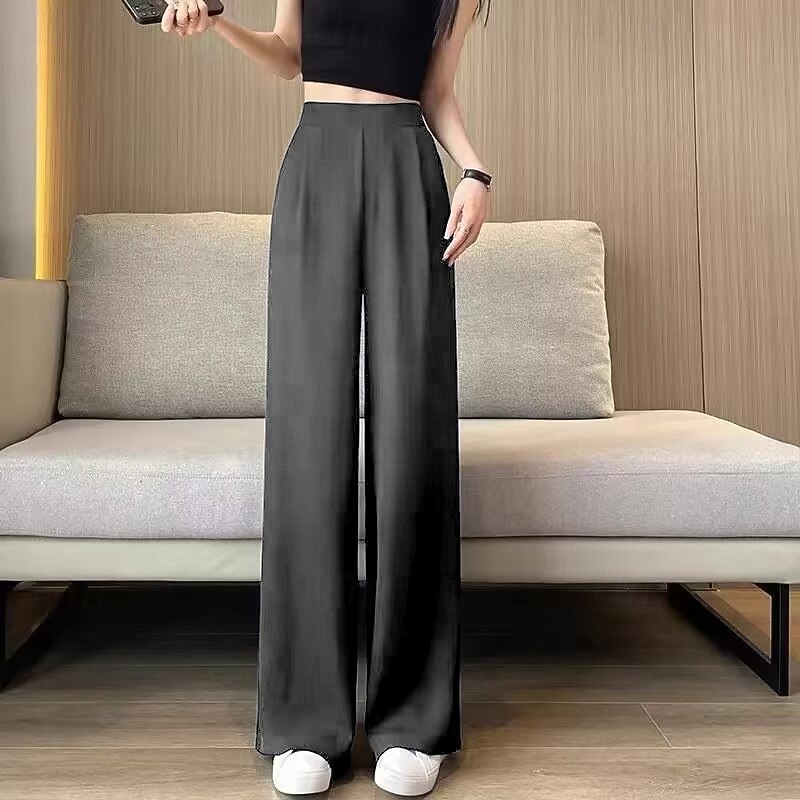 New summer style pocketless loose straight-leg women's pants - casual outer wear with a slouchy vibe.2