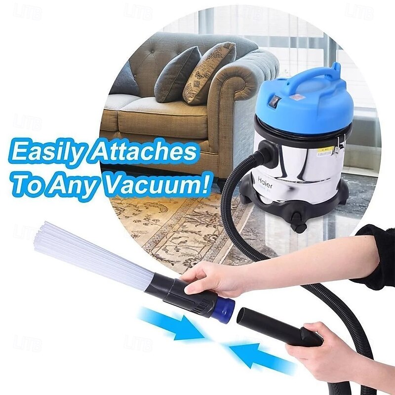 Hirundo Dust Cleaning Tube Upgraded Version Vacuum Cleaner Attachment with Flat Suction and Round Brush Head Universal Fit for Cleaning Dust Cracks and Hard to Reach Areas2