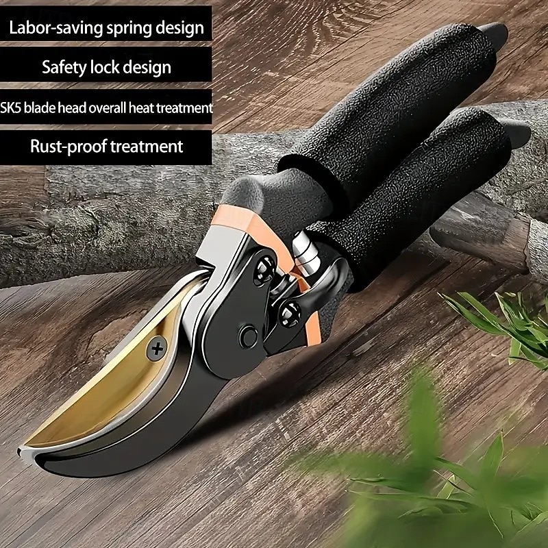 Heavy-Duty SK5 Steel Pruning Shears – Strong Branch Cutter for Rough Tree Branches, Garden, Fruit Tree Trimming – Modern Carbon Steel with Comfortable Grip, Durable Tree Pruner for Home Garden and Floral Tools2