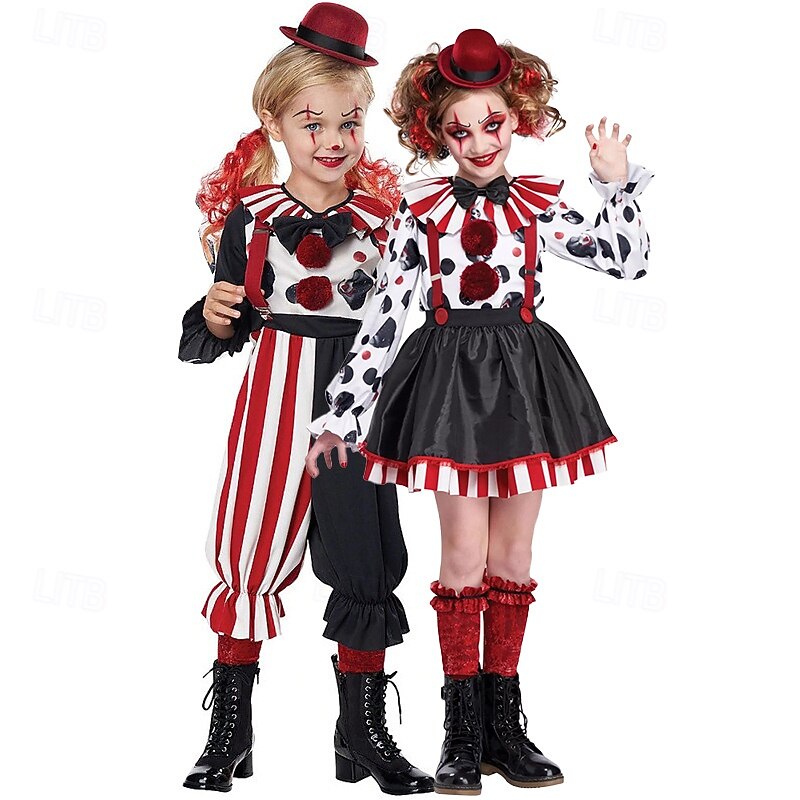 Joker Clown Halloween Costume It Dress Up Kid's Girls' Halloween Masquerade Performance Party Festival Easy Halloween Costumes Dress Up